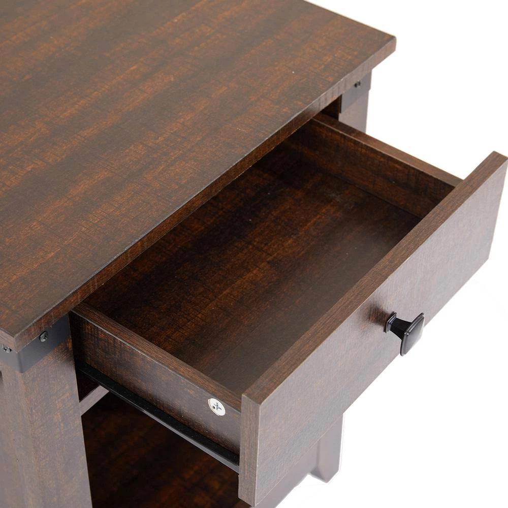 24 In. H Farmhouse Wood 1-Drawer Coffee Nightstand Side Table Bedroom Storage Drawer and Shelf Bedside End Table by Unbranded 6 24 In. H Farmhouse Wood 1-Drawer Coffee Nightstand Side Table Bedroom Storage Drawer and Shelf Bedside End Table by Unbranded - Image 4