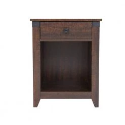 24 In. H Farmhouse Wood 1-Drawer Coffee Nightstand Side Table Bedroom Storage Drawer and Shelf Bedside End Table by Unbranded