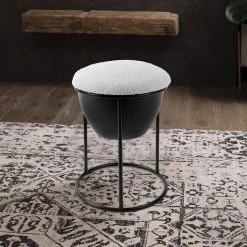 19.3 in Cream White Metal Frame Makeup Stool with Lamb Fleece Seat Accent Small Stool Chair Storage Ottoman Vanity Stool by Unbranded 19 19.3 in Cream White Metal Frame Makeup Stool with Lamb Fleece Seat Accent Small Stool Chair Storage Ottoman Vanity Stool by Unbranded -Boraam Sales Store cream white unbranded bar stools camywe gi41724w688 stool01 31 1000