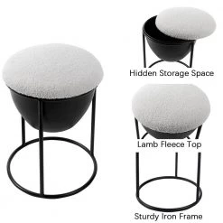 19.3 in Cream White Metal Frame Makeup Stool with Lamb Fleece Seat Accent Small Stool Chair Storage Ottoman Vanity Stool by Unbranded 16 19.3 in Cream White Metal Frame Makeup Stool with Lamb Fleece Seat Accent Small Stool Chair Storage Ottoman Vanity Stool by Unbranded -Boraam Sales Store cream white unbranded bar stools camywe gi41724w688 stool01 44 1000