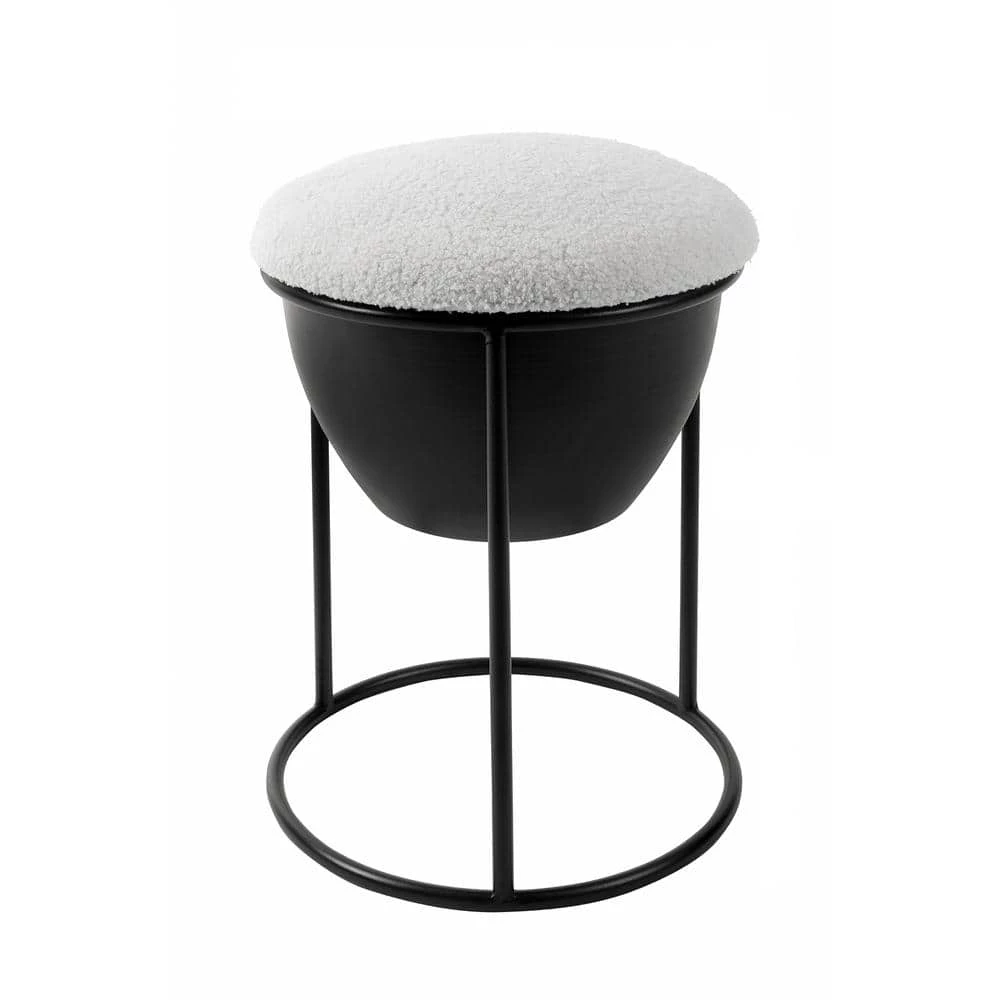 19.3 in Cream White Metal Frame Makeup Stool with Lamb Fleece Seat Accent Small Stool Chair Storage Ottoman Vanity Stool by Unbranded 3 19.3 in Cream White Metal Frame Makeup Stool with Lamb Fleece Seat Accent Small Stool Chair Storage Ottoman Vanity Stool by Unbranded