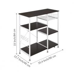 Kitchen Island with Storage Shelf Microwave Stand in Dark Brown and White by Unbranded -Boraam Sales Store dark brown white unbranded kitchen islands lnn sy110503096 1f 1000