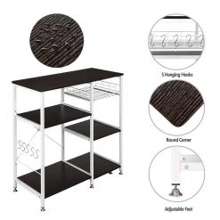 Kitchen Island with Storage Shelf Microwave Stand in Dark Brown and White by Unbranded -Boraam Sales Store dark brown white unbranded kitchen islands lnn sy110503096 fa 1000