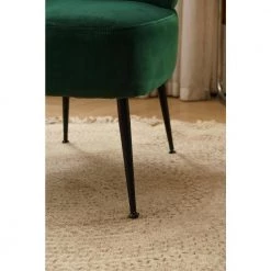Dark Green Velvet Fabric Accent Slipper Chair with Black Metal Legs for Dining Room Living Room Bedroom Accent Chair by Unbranded -Boraam Sales Store dark green unbranded accent chairs a71 chai dgree 76 1000