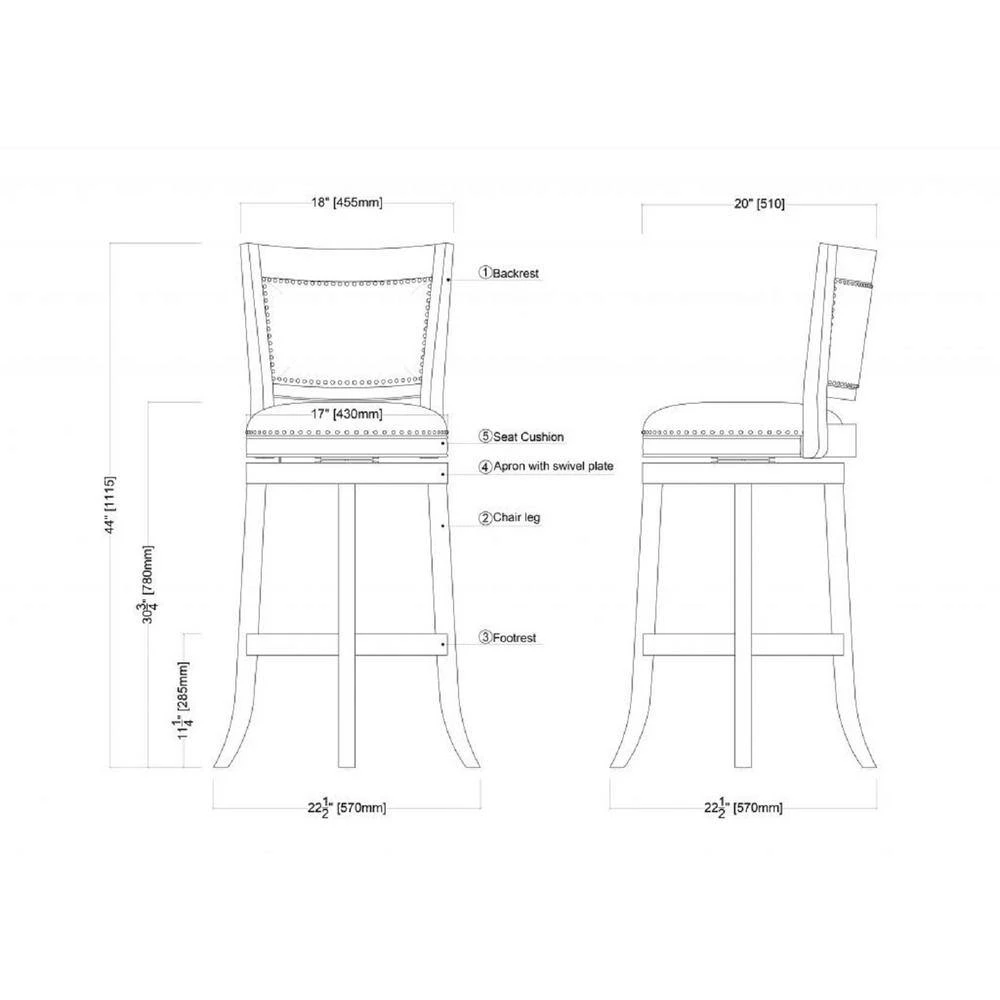 Bristol 29 in. White Swivel Cushioned Bar Stool by Boraam 9 Bristol 29 in. White Swivel Cushioned Bar Stool by Boraam - Image 7