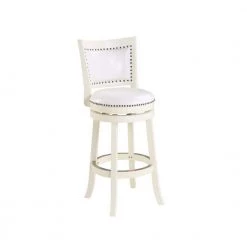 Bristol 29 in. White Swivel Cushioned Bar Stool by Boraam