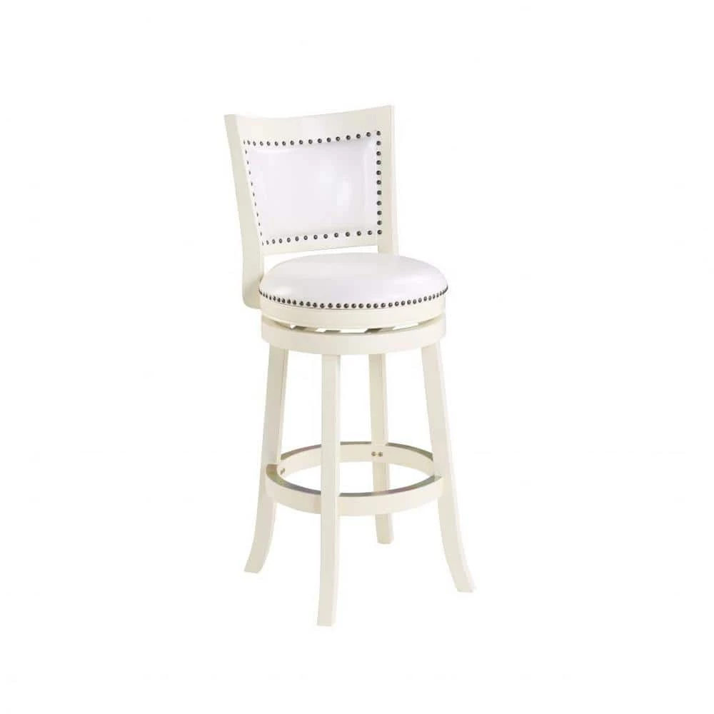 Bristol 29 in. White Swivel Cushioned Bar Stool by Boraam 3 Bristol 29 in. White Swivel Cushioned Bar Stool by Boraam