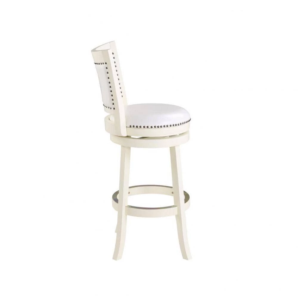 Bristol 29 in. White Swivel Cushioned Bar Stool by Boraam 4 Bristol 29 in. White Swivel Cushioned Bar Stool by Boraam - Image 2