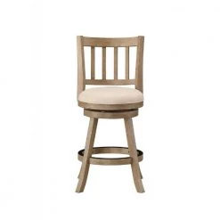 Sheldon 37.5 in. Driftwood Wire-Brush and Ivory Wood Frame Counter Height Bar Stool by Boraam