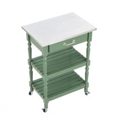Carolina Green Kitchen Cart w/Stainless Steel Top and Equestrian by Boraam -Boraam Sales Store equestrian green boraam kitchen carts 50664 4f 1000
