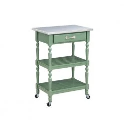 Carolina Green Kitchen Cart w/Stainless Steel Top and Equestrian by Boraam