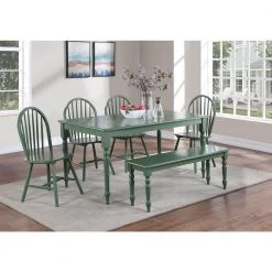 Carolina 60 in. Rectangular Wood Green Dining Table-Equestrian (Seats 6) by Boraam -Boraam Sales Store equestrian green boraam kitchen dining tables 71369 31 1000