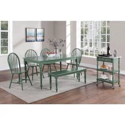 Carolina 60 in. Rectangular Wood Green Dining Table-Equestrian (Seats 6) by Boraam -Boraam Sales Store equestrian green boraam kitchen dining tables 71369 c3 1000