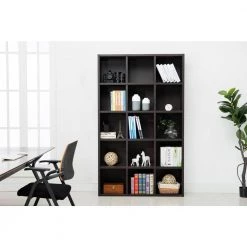 Kline 78 in. Espresso Wood 15 Shelf Accent Bookcase with Cubes by Boraam -Boraam Sales Store espresso boraam bookcases bookshelves 90010 1f 1000