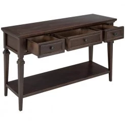 50" brown Classic Retro Style Console Table with Three Top Drawers and Open Style Bottom Shelf, wooden top by Unbranded -Boraam Sales Store espresso unbranded console tables sa wf199599aap 77 1000