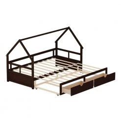 Espresso Twin Size Upholstered Daybed With Drawers, Wood Slat Support by Unbranded -Boraam Sales Store espresso unbranded daybeds z t 0908026 4f 1000