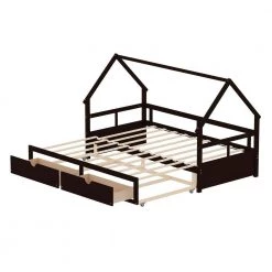 Espresso Twin Size Upholstered Daybed With Drawers, Wood Slat Support by Unbranded -Boraam Sales Store espresso unbranded daybeds z t 0908026 c3 1000