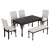 Espresso 6-Piece Wood Dining Table Set Rectangular Table with Turned Legs 4 Upholstered Chairs and Bench for Dining Room by Unbranded -Boraam Sales Store espresso unbranded dining room sets ec dse 8151 64 1000