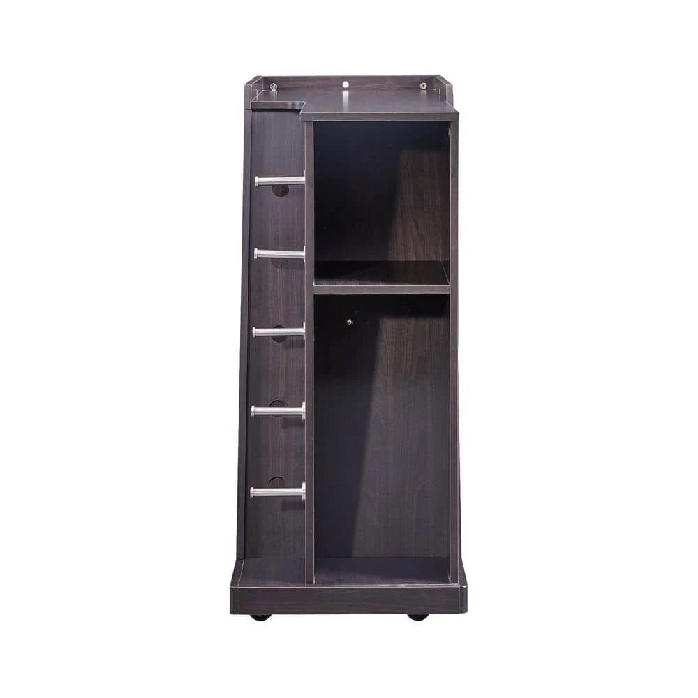 Kitchen Island with Shelf and 5 Wine Holders in Espresso by Unbranded 7 Kitchen Island with Shelf and 5 Wine Holders in Espresso by Unbranded - Image 5