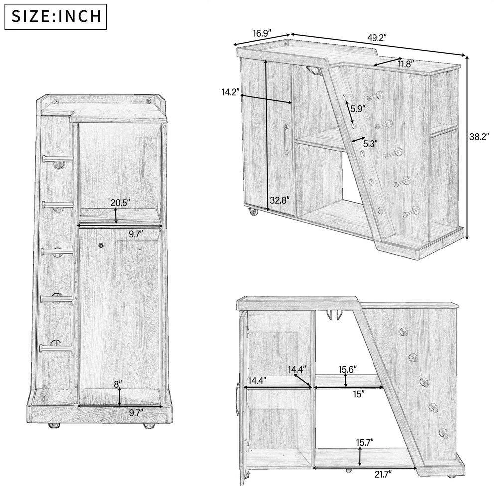 Kitchen Island with Shelf and 5 Wine Holders in Espresso by Unbranded 5 Kitchen Island with Shelf and 5 Wine Holders in Espresso by Unbranded - Image 3