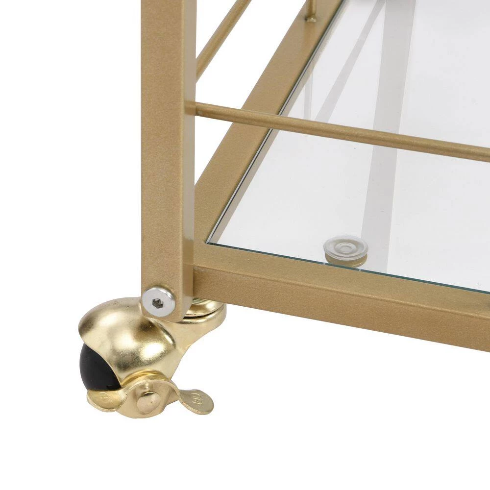 Golden Mobile Bar Cart Serving Wine Cart with Wheels, 3-tier Metal Frame Elegant Wine Rack for Kitchen, Party by Unbranded 7 Golden Mobile Bar Cart Serving Wine Cart with Wheels, 3-tier Metal Frame Elegant Wine Rack for Kitchen, Party by Unbranded - Image 5