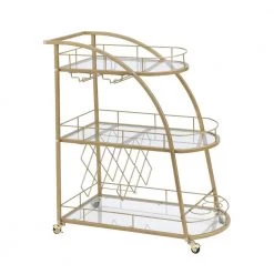 Gold Kitchen Cart with Wheels by Unbranded