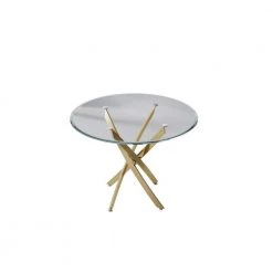 39 in. Round Gold BIG Dining Table, MDF Dining Table, Kitchen Table by Unbranded