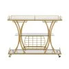 Golden Bar Cart with Wine Rack Tempered Glass Metal Frame Wine Storage by Unbranded -Boraam Sales Store golden unbranded kitchen carts aybszhd743 64 1000