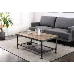 Newport 42 in. Gray and Natural Rectangle Coffee Table by Boraam -Boraam Sales Store gray and natural boraam coffee tables 76150 1f 1000