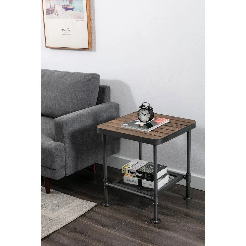 Newport 20 in. Gray and Natural Square End Table by Boraam 10 Newport 20 in. Gray and Natural Square End Table by Boraam - Image 8