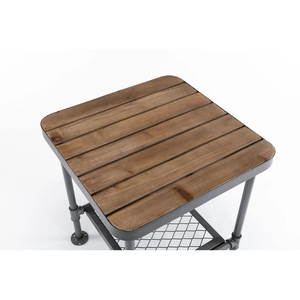 Newport 20 in. Gray and Natural Square End Table by Boraam 5 Newport 20 in. Gray and Natural Square End Table by Boraam - Image 3