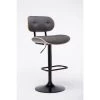 Smuk 42.25 in. Gray and Black Low Back Metal Adjustable Bar Stool with Upholstered Seat by Boraam