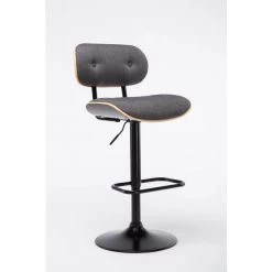 Smuk 42.25 in. Gray and Black Low Back Metal Adjustable Bar Stool with Upholstered Seat by Boraam