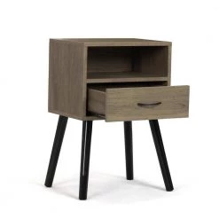 14.7 in. L x 11.2 in. W x 4.9 in. H 1-Drawer Gray Brown wood Nightstand With Wooden Side Table or End Table (Set of 2) by Unbranded -Boraam Sales Store gray brown unbranded nightstands bss lqw1 6085 fa 1000