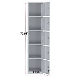 14.96 in.W x 17 in.D x 70.98 in.H Gray 5-Door Metal Staff Locker by Unbranded 16 14.96 in.W x 17 in.D x 70.98 in.H Gray 5-Door Metal Staff Locker by Unbranded -Boraam Sales Store gray unbranded accent cabinets cuu947255 1f 1000