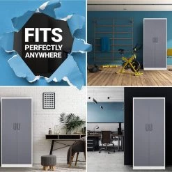 Gray Accent Storage Cabinets Garage Cabinet with Adjustable Shelves and Door by Unbranded -Boraam Sales Store gray unbranded accent cabinets sxb47926 1f 1000