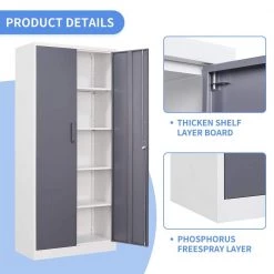 Gray Accent Storage Cabinets Garage Cabinet with Adjustable Shelves and Door by Unbranded -Boraam Sales Store gray unbranded accent cabinets sxb47926 44 1000