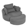 Modern Dark Grey Sofa Lounge Club Big Round Chair With Storage Ottoman Linen Fabric With Pillows by Unbranded -Boraam Sales Store gray unbranded accent chairs w83440961 64 1000
