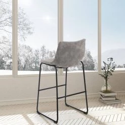 39 in. Grey Low Back Metal Frame Bar Stool ( Set of 2 ) by Unbranded -Boraam Sales Store gray unbranded bar stools thd ah if001 grey 40 1000