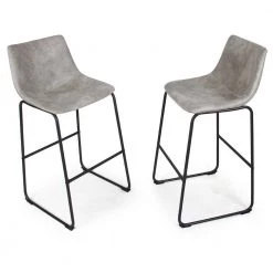 39 in. Grey Low Back Metal Frame Bar Stool ( Set of 2 ) by Unbranded -Boraam Sales Store gray unbranded bar stools thd ah if001 grey fa 1000