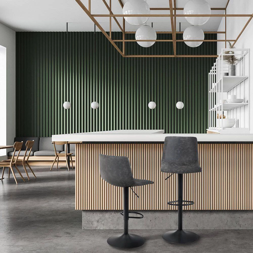 33 in. Adjustable Gray Low Back Metal Frame 360 swivel Bar Stool (Set of 2) by Unbranded 8 33 in. Adjustable Gray Low Back Metal Frame 360 swivel Bar Stool (Set of 2) by Unbranded - Image 6