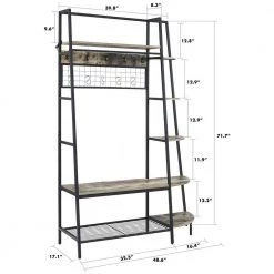 Freestanding Industrial Rustic Gray Clothes Rack, Garment Rack with 5-Tier Shelves, Shoes Rack & Hooks by Unbranded 12 Freestanding Industrial Rustic Gray Clothes Rack, Garment Rack with 5-Tier Shelves, Shoes Rack & Hooks by Unbranded -Boraam Sales Store gray unbranded coat racks awzy yj138g 1f 1000