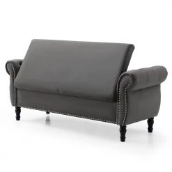 63 in. W x 22.1 in. D x 24 in. H Gray Velvet Tufted Storage Bench With A Pillow by Unbranded -Boraam Sales Store gray unbranded dining benches cuu49317 c3 1000