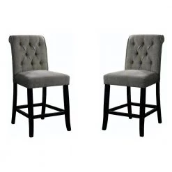 Gray Rustic Tufted Fabric Counter Height Dining Side Chairs (Set of 2) by Unbranded -Boraam Sales Store gray unbranded dining chairs hs00cm3564gy pc 1f 1000