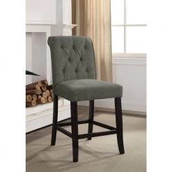 Gray Rustic Tufted Fabric Counter Height Dining Side Chairs (Set of 2) by Unbranded -Boraam Sales Store gray unbranded dining chairs hs00cm3564gy pc 76 1000