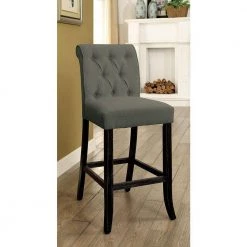 Gray Rustic Tufted Fabric Counter Height Dining Side Chairs (Set of 2) by Unbranded -Boraam Sales Store gray unbranded dining chairs hs00cm3564gy pc fa 1000