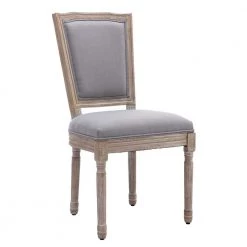 Gray Upholstered Fabric French Dining Chair (Set of 2) by Unbranded