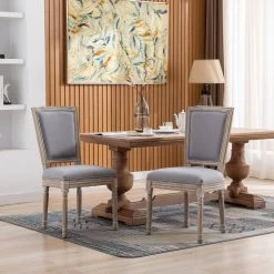 Gray Upholstered Fabric French Dining Chair (Set of 2) by Unbranded 13 Gray Upholstered Fabric French Dining Chair (Set of 2) by Unbranded -Boraam Sales Store gray unbranded dining chairs z w21242294 c3 1000