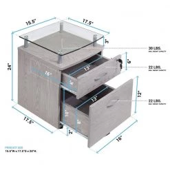 Gray Rolling File Cabinet with Glass Top by Unbranded -Boraam Sales Store gray unbranded file cabinets sxbs06 gry 4f 1000