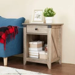 24 In. H Farmhouse Wood 1-Drawer Gray Nightstand Side Table Bedroom Storage Drawer and Shelf Bedside End Table by Unbranded -Boraam Sales Store gray unbranded nightstands lm ye vm8001gy 31 1000